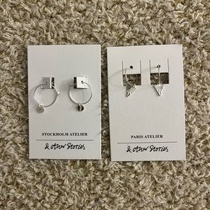 set of 2 & other stories silver hoop earrings